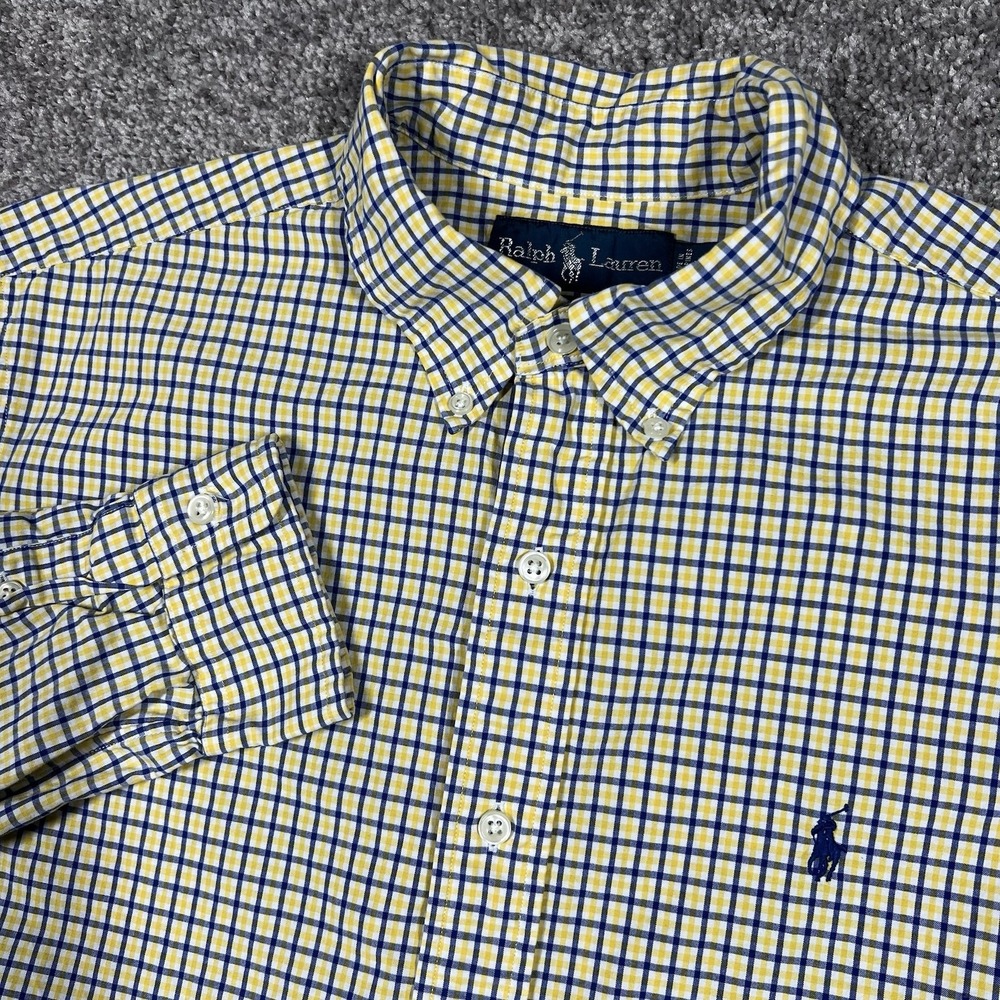 Vintage Polo Ralph Lauren Button Down Long Sleeve Shirt Mens Large Gingham Plaid